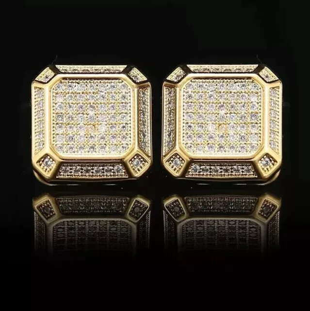 2Ct Round Cut Lab-Created Diamond Men's Wedding Cufflinks 14k Yellow Gold Plated