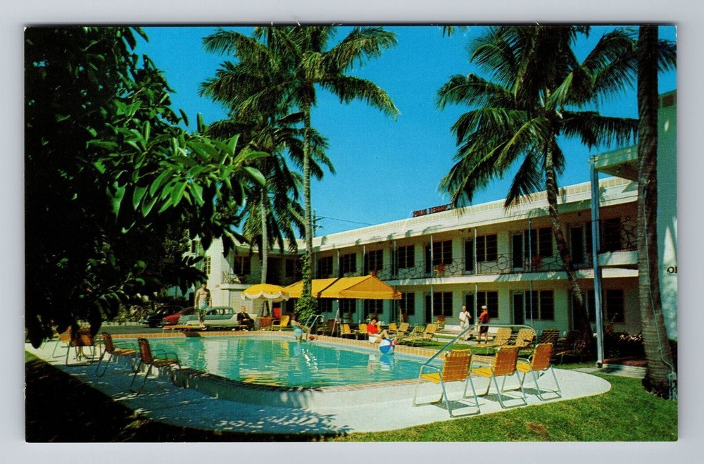 Miami Beach FL-Florida, Palm Terrace Resort Motel, Lenox Ave. Vintage Postcard