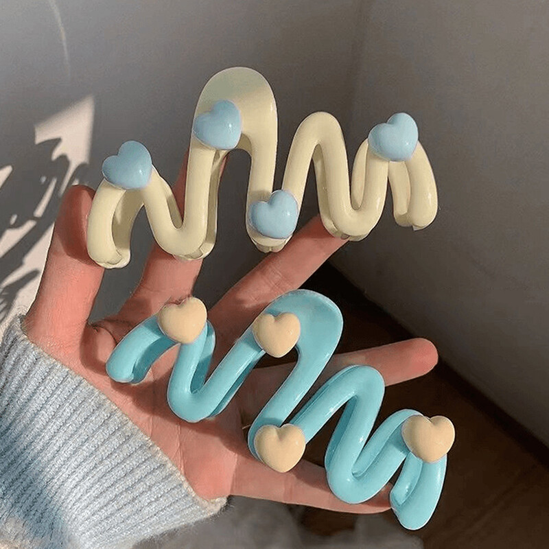 Colorful Wave Hair Claw Hairpin Women Girls Fashion Korean Sweet Hair Cla5