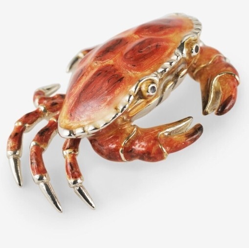 Made in Italy Sterling & Enameled Miniature Crab Highly Detailed