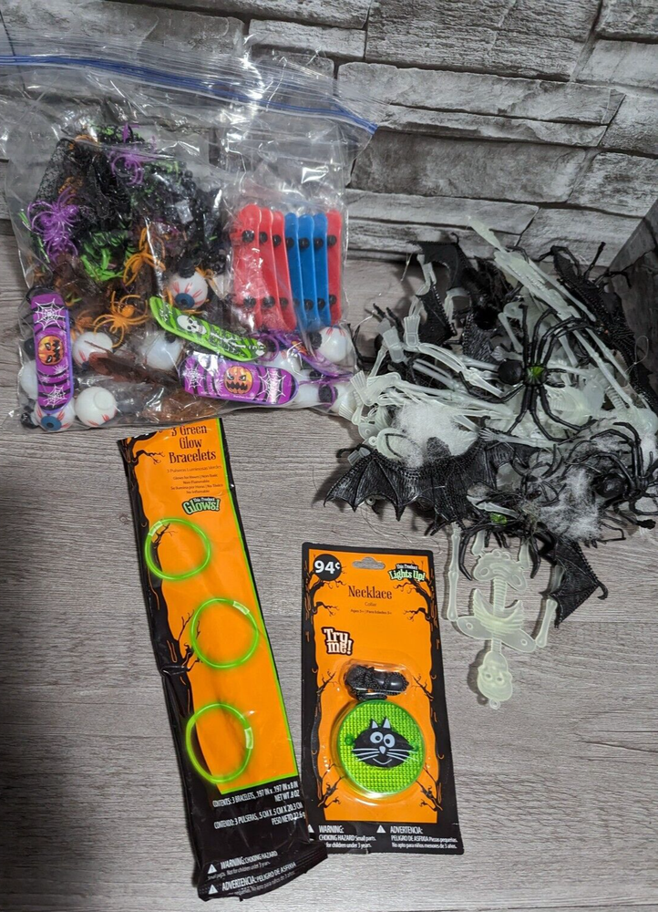 Halloween Party Favor Trick Or Treat Supplies Decor Lot Spiders Bats Skeletons +