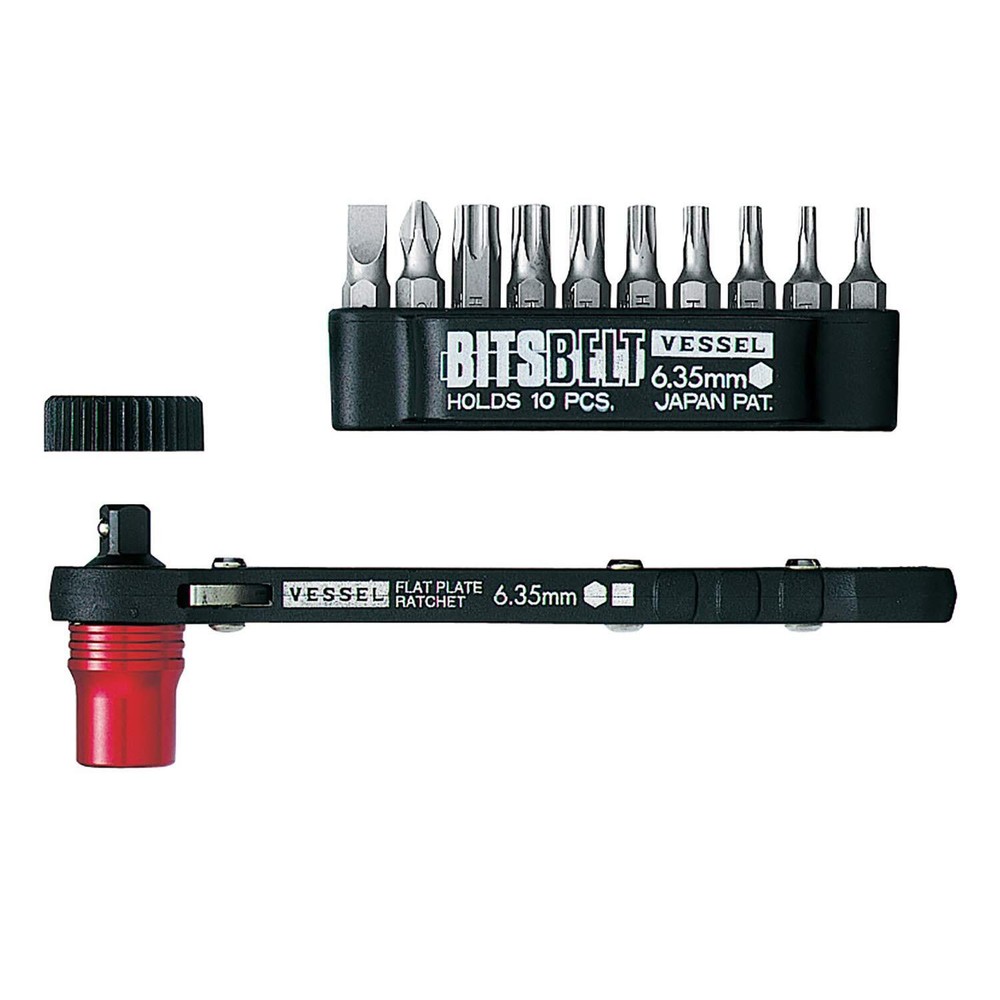VESSEL Torx plate ratchet driver screw catch with 10 bits TX-12MC