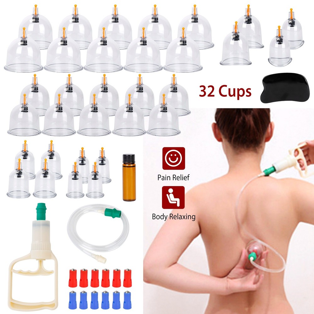 32 Cups Medical Chinese Massage Vacuum Cupping Body Therapy Healthy Suction Set