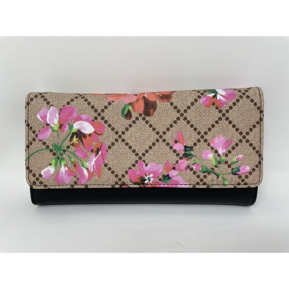 AR New York Tan & Black Floral Wristlet Wallet