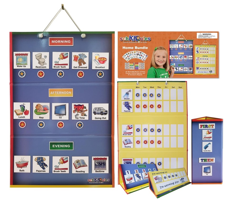 Visual Schedule for Kids Home Bundle Daily Calendar and Weekly Progress Chart...-image