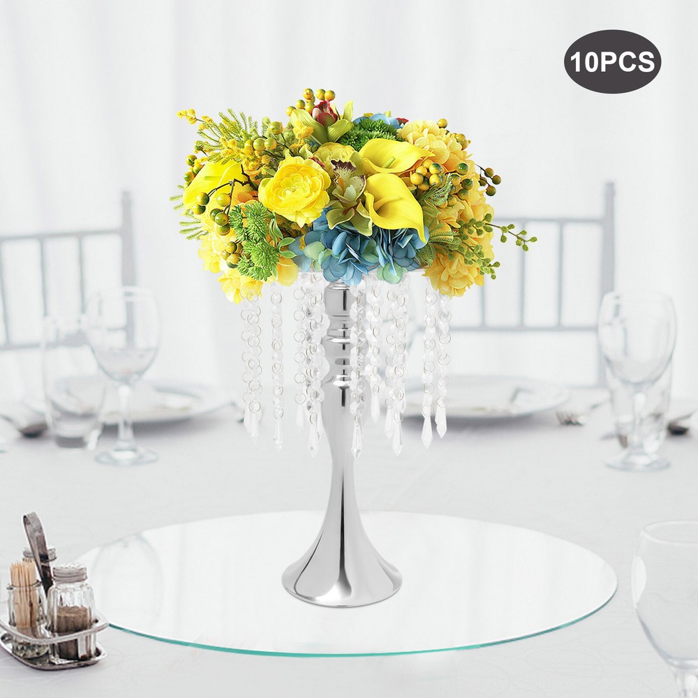 10 pcs Crystal Flower Stand Wedding Centerpieces Tables Metal Flower Vase Decor
