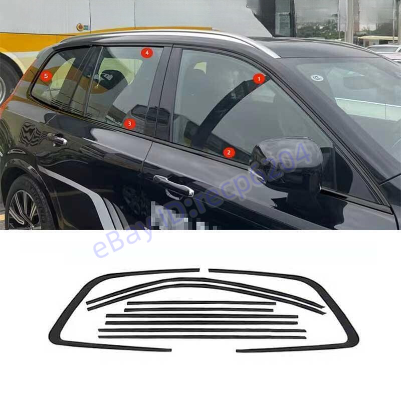 Black stainless Windows Strip Sill Molding Cover Trim For Volvo XC90 2016-2024