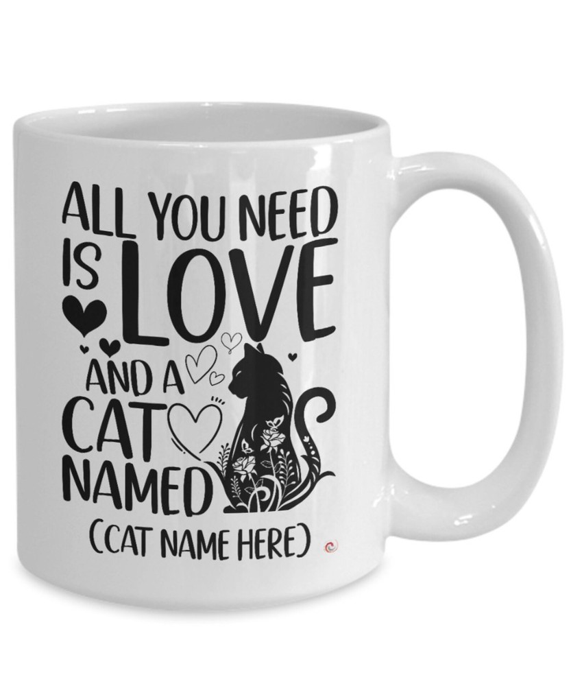 Custom Cat Mug - Love & a Cat Named Coffee on White-image