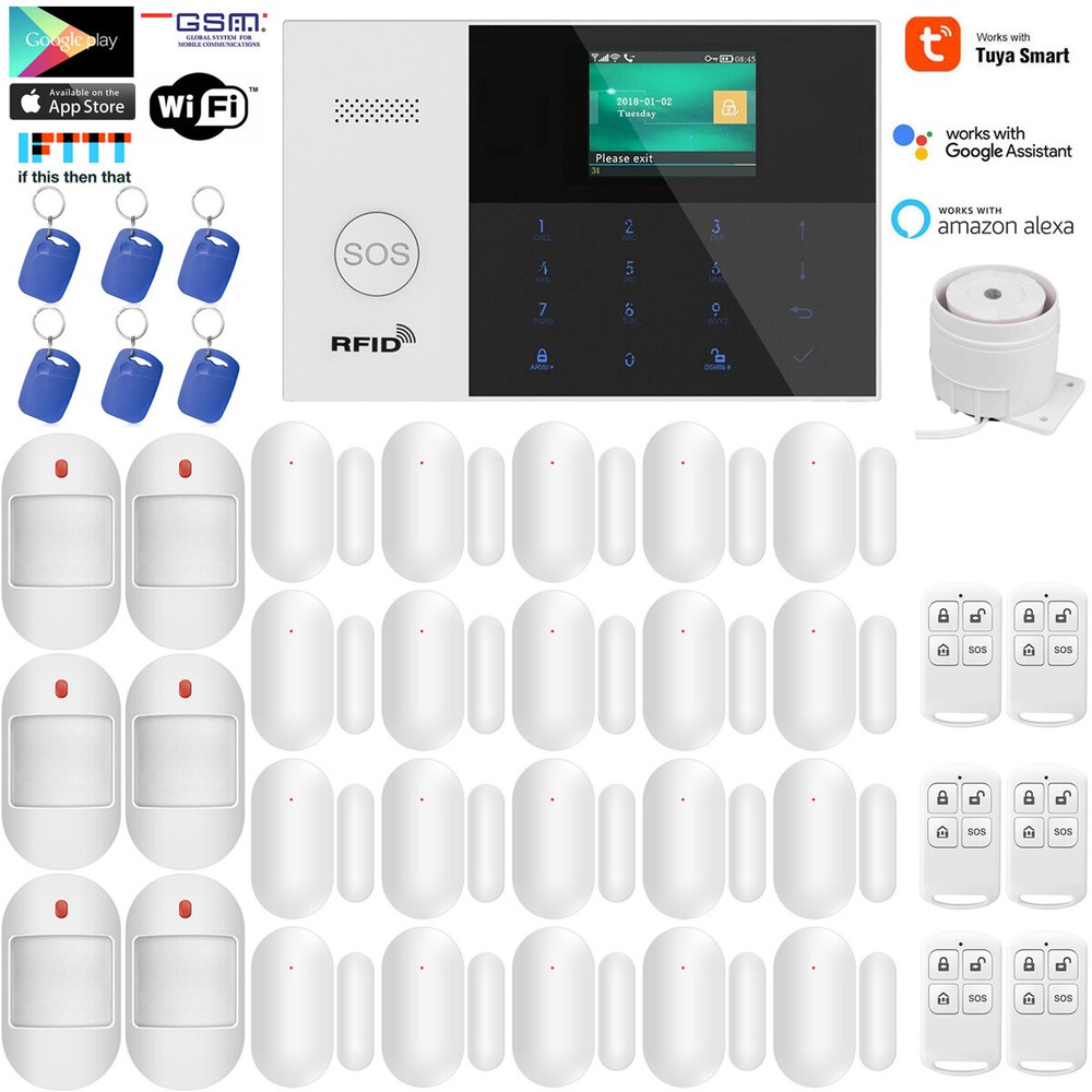 B13 Tuya IP WiFi Cloud APP GSM RFID Wireless Home Security Alarm Burglar System