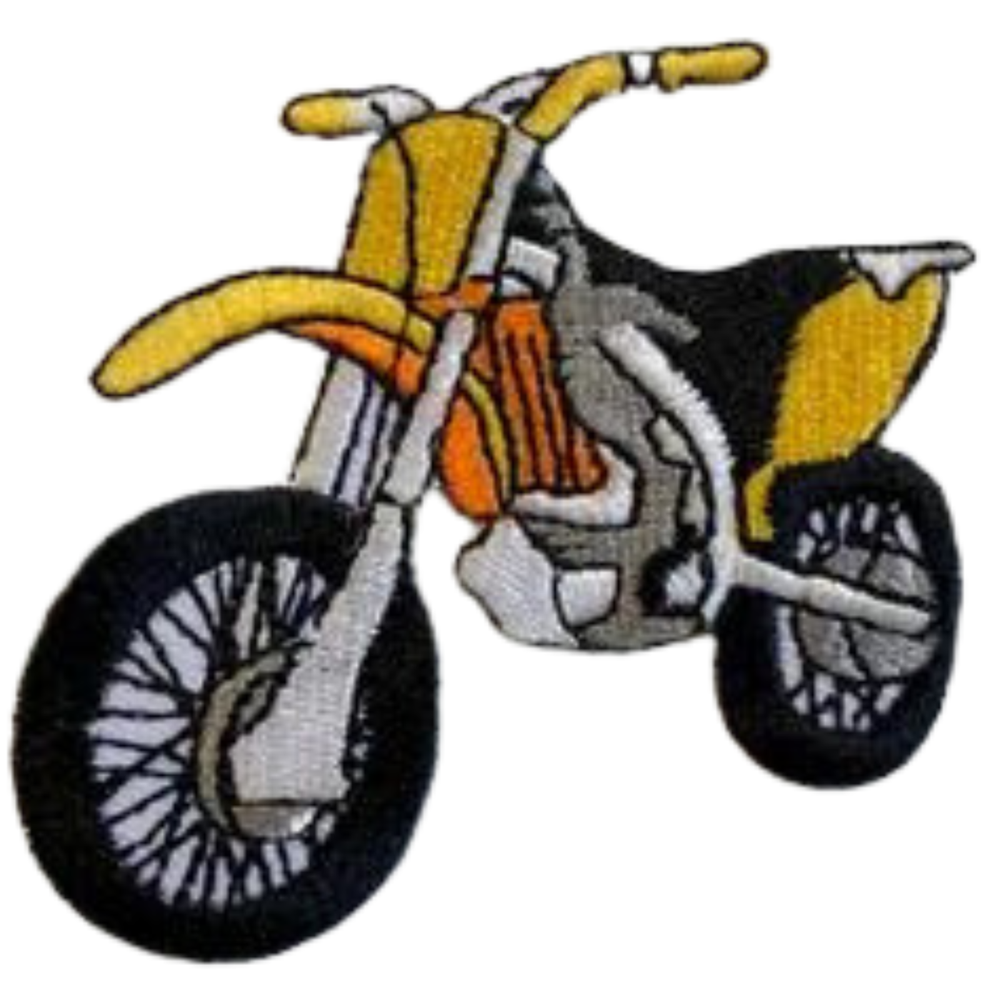Dirt Bike Motocross Off-Road Yellow Embroidered Iron-On Patch  