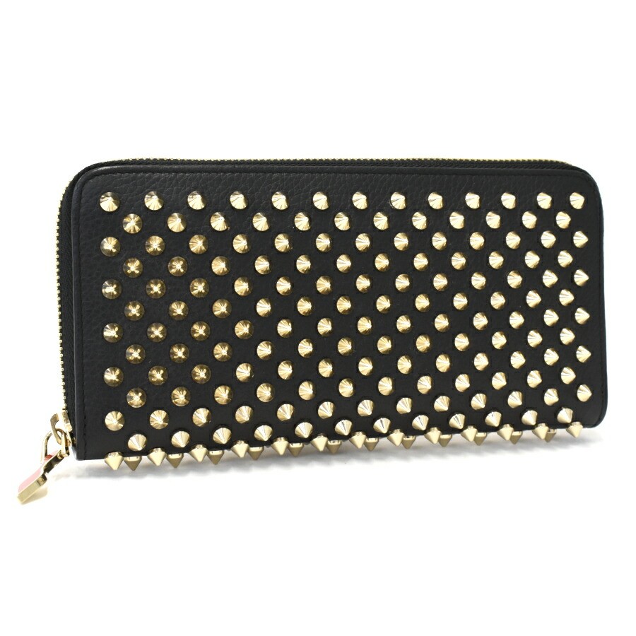 Preowned Christian Louboutin Panetone Black Studded Leather Wallet