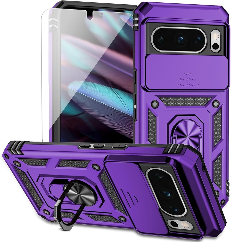 For Google Pixel 8 Pro 5G Case With Ring Holder Kickstand & Military Grade Cover