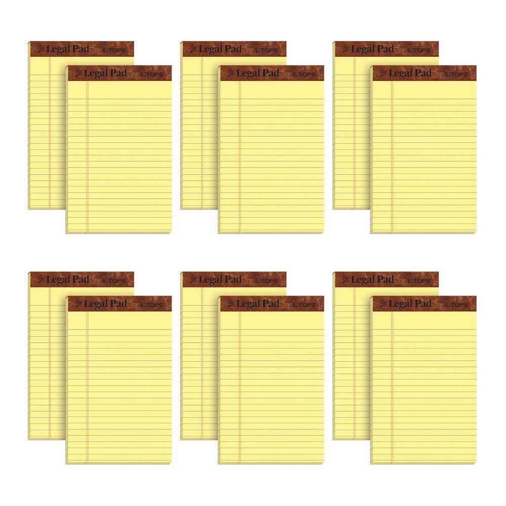 TOPS 5 x 8 Narrow Ruled Legal Pads 12 Pack Yellow Paper