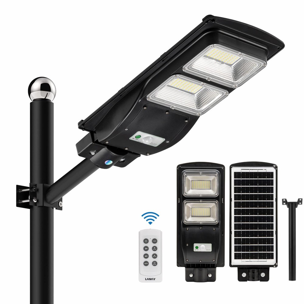 Upgraded Solar Street Light 6000 Lumens Outdoor,10000mAH Battery,120 LED Stre...