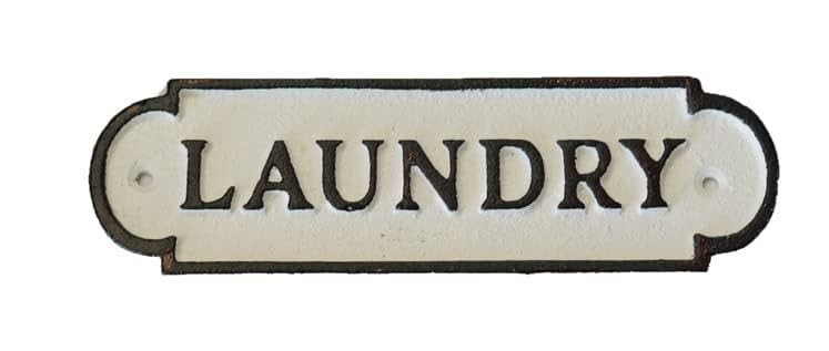 Cast Iron Laundry Sign - Rustic Farmhouse Door Plaque Decor