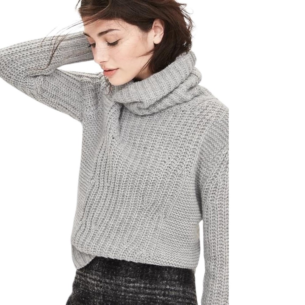 Blue Mixed Stitch Turtleneck Sweater Size S - Banana Republic