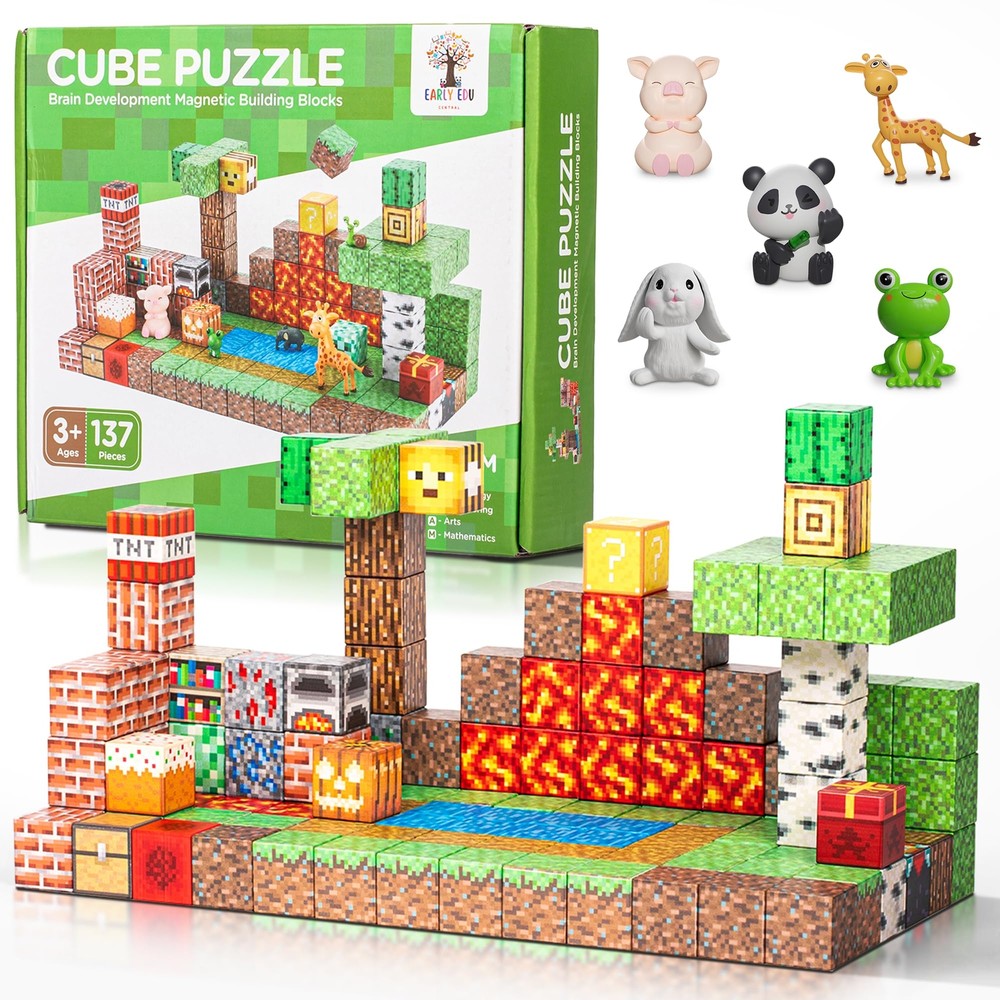 Early Edu Central 137PCS Magnetic Building Blocks Construction - STEM Magneti...