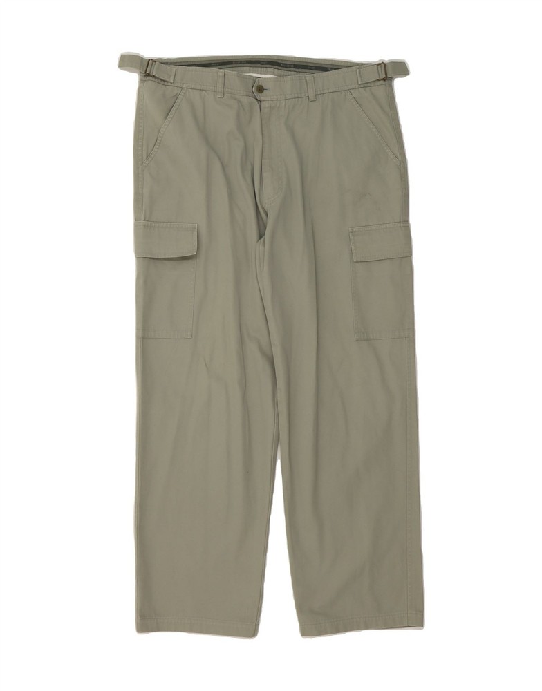 MILESTONE Mens Straight Fit Cargo Pants W36 L30 Green Cotton BX05