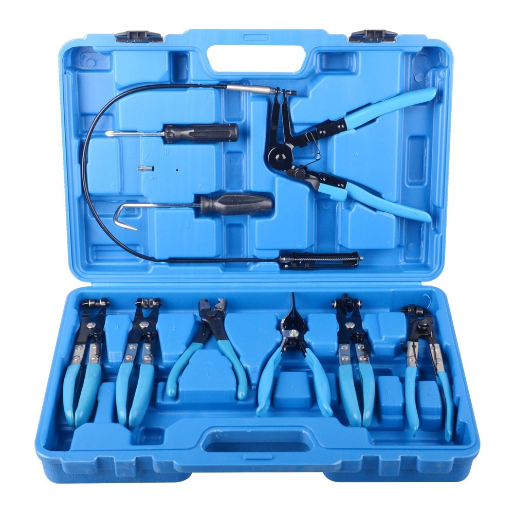 9-Piece Long Reach Hose Clamp Pliers Set for Automotive Fuel Oil Water Lines  