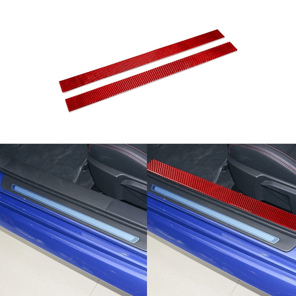 Red Carbon Fibe Interior Door Sill Scuff Guard Cover For Subaru BRZ GR86 2022-24