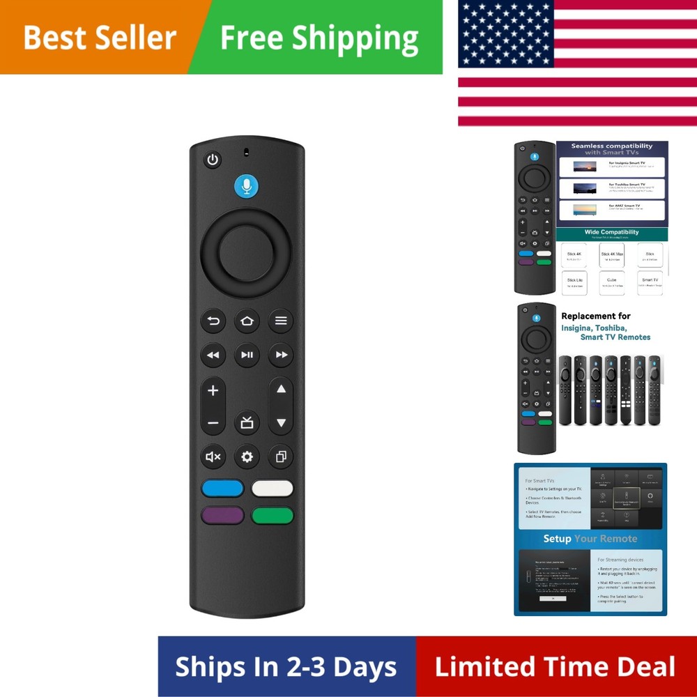 Voice Remote for AMZ Fire Stick 4K & Toshiba Insignia TVs - Lightweight-image