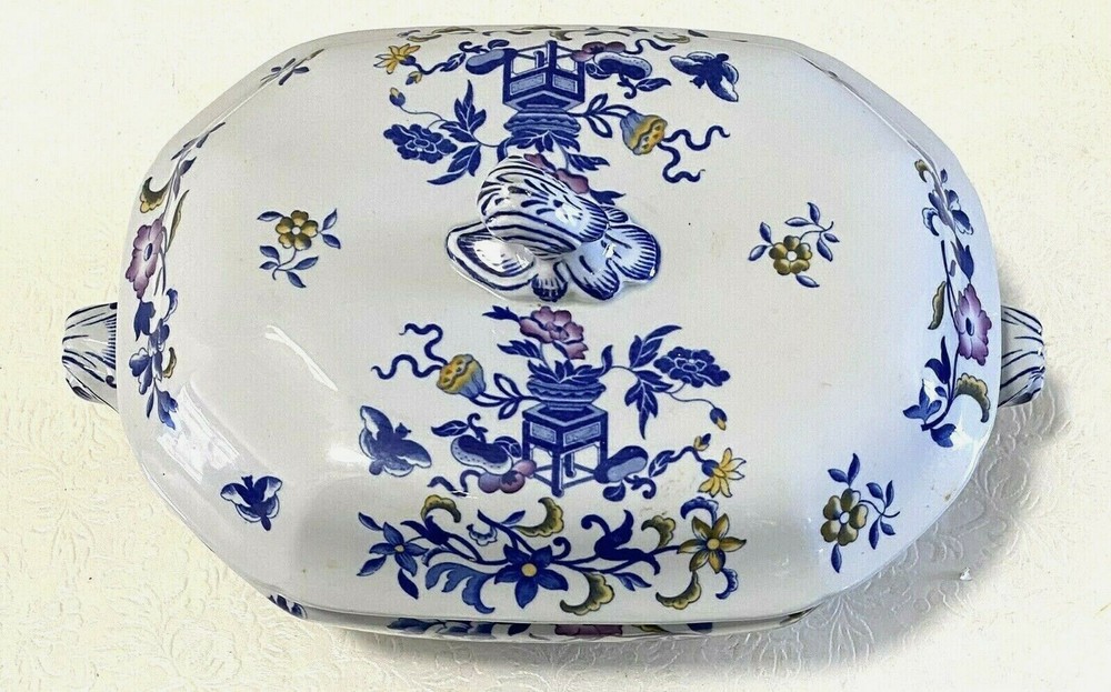 COPELAND SPODE ENGLAND NEW STONE BLUE BOWPOT Covered Soup Tureen with Lid