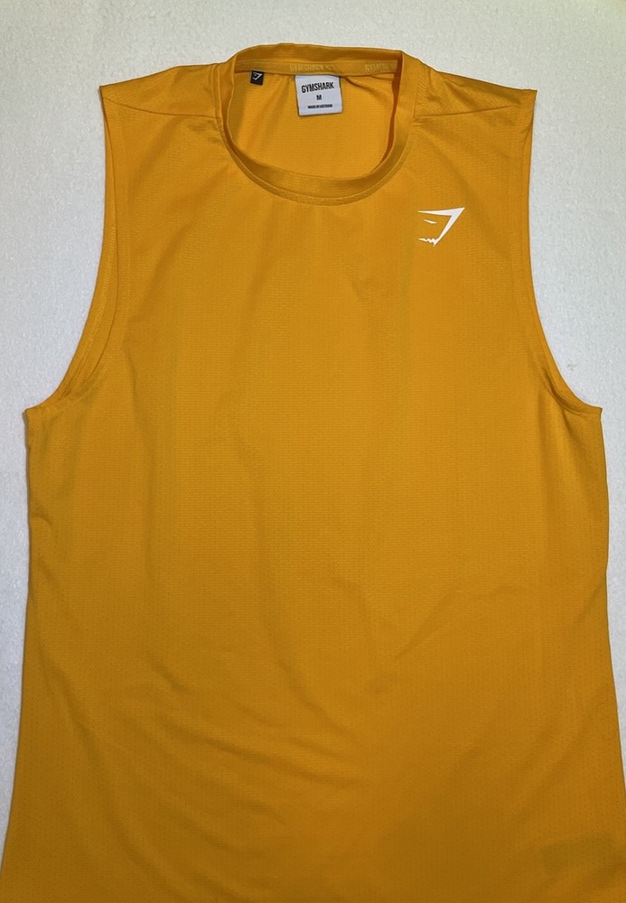 Gymshark Yellow Gold Sleeveless Tank Top for Men Medium Gym Performance