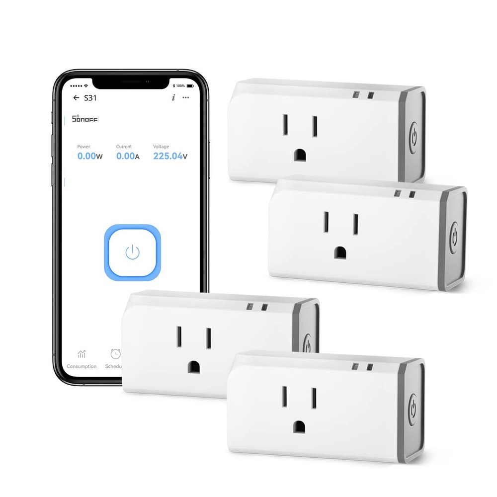 SONOFF Smart Plug Voice Control, with Energy Monitoring, WiFi Outlet S31 4 Packs
