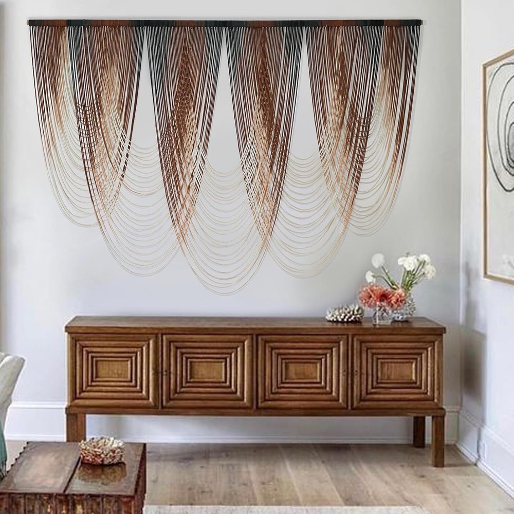 Elegant Brown Dip-Dyed Macrame Wall Hanging Boho Decor for Living Room