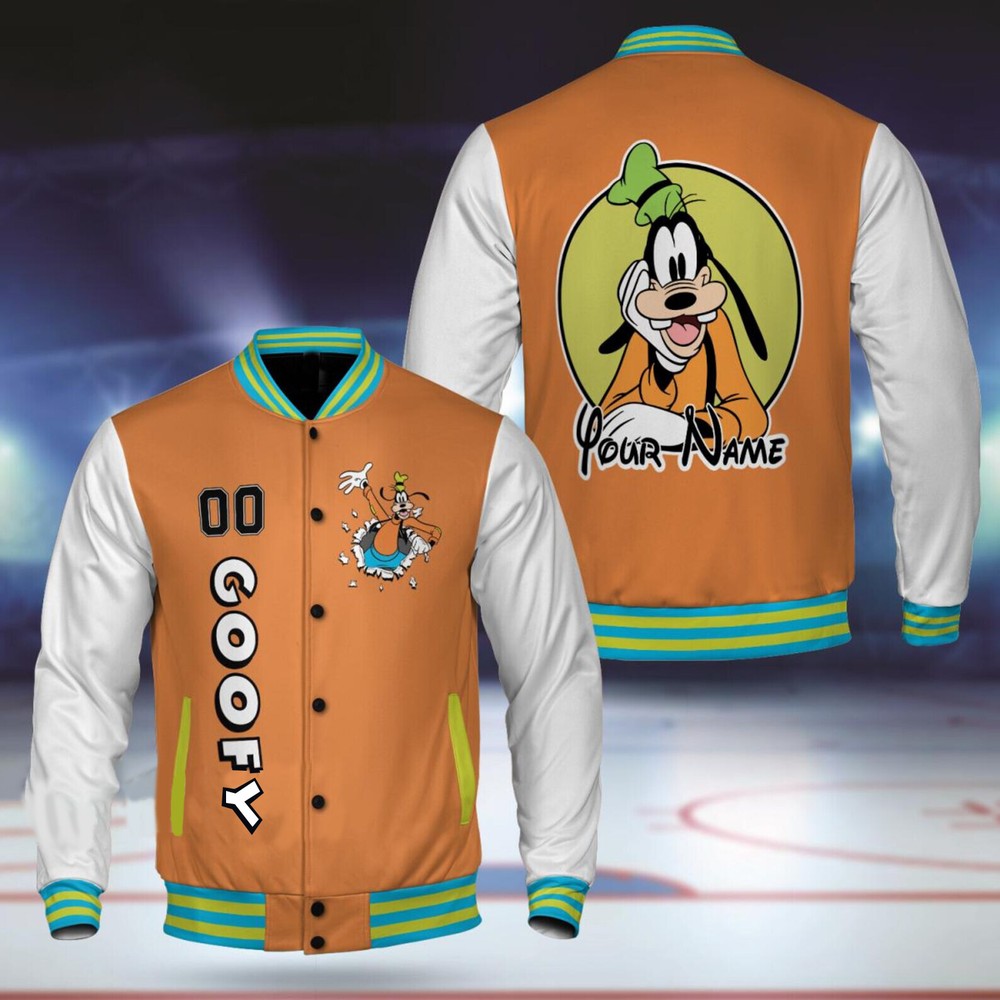 Custom Goofy Dog Mickey & Friends Baseball Jacket-image