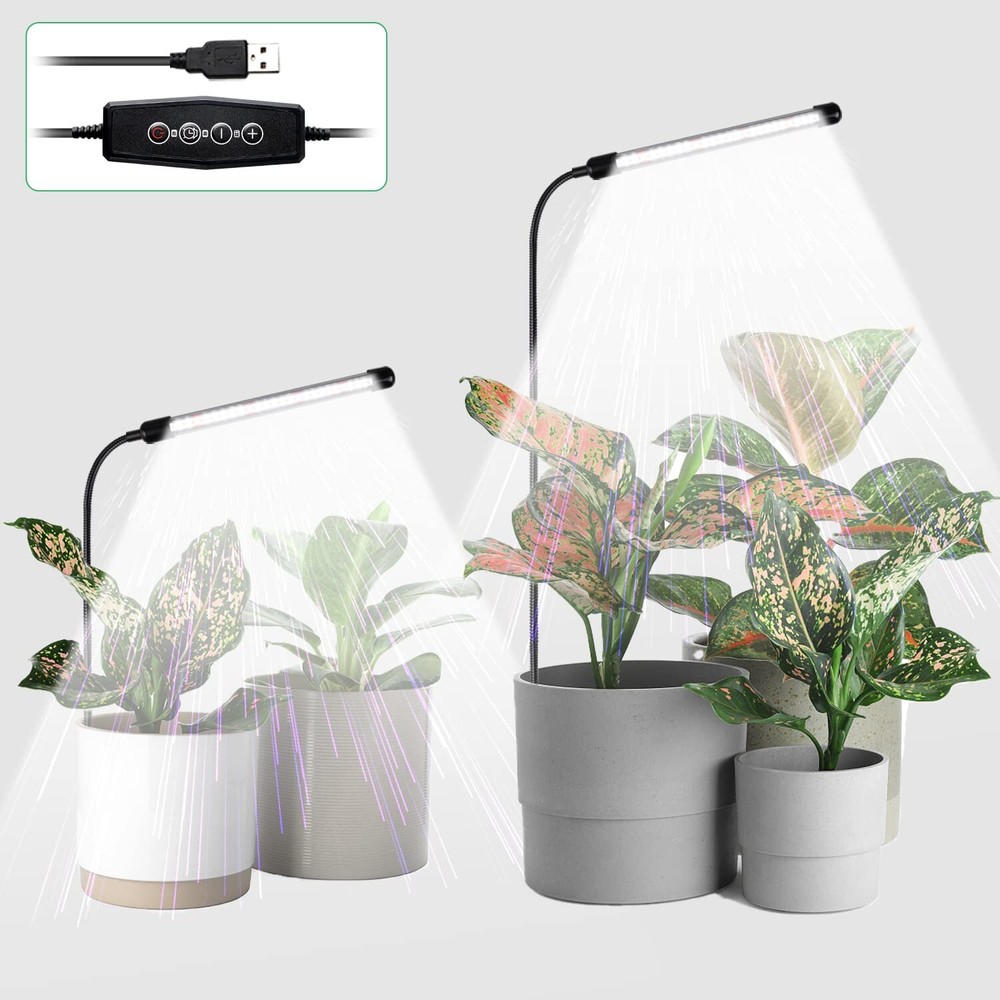 Grow Light for Indoor Plants Growing, 6000K Full Spectrum Gooseneck Plant Lam...