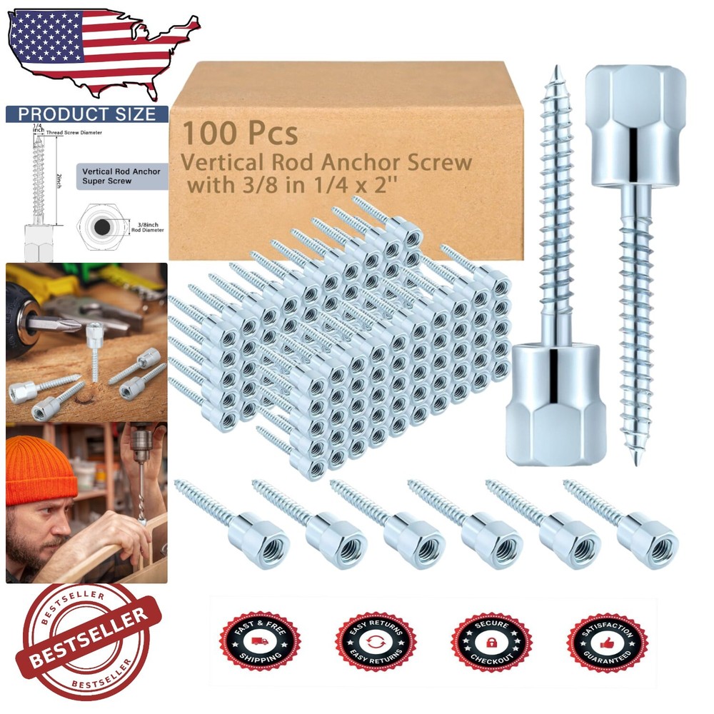 Threaded Rod Hanger Set: 100 Pcs 2'' Screws for Secure Wood & Concrete Anchoring