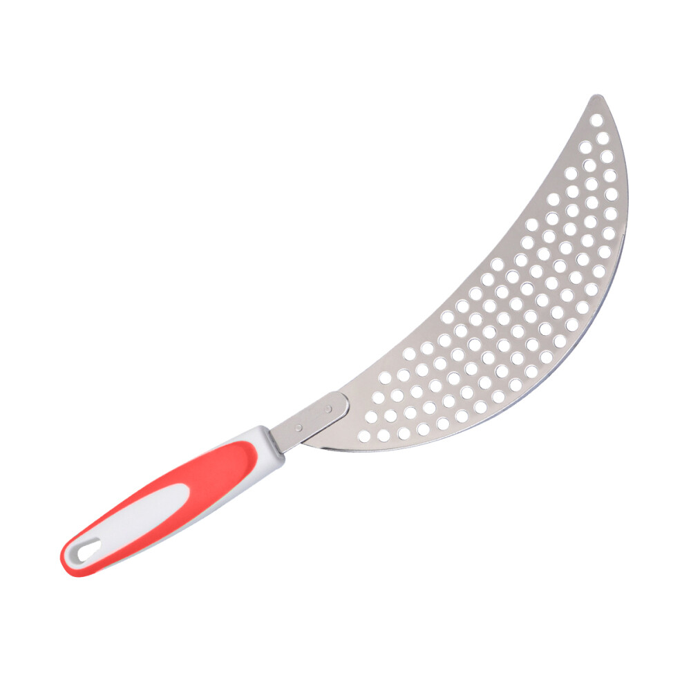 Small Orange Hand-Held Pasta Pot Strainer Drainer for Saucepans and Food Pans