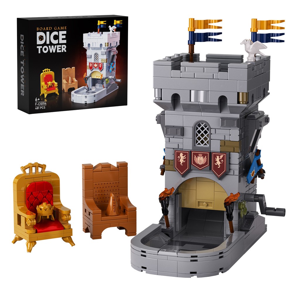 MOC Dice Rolling Tower Building Blocks Castle Tray Tower Model for Tabletop Game