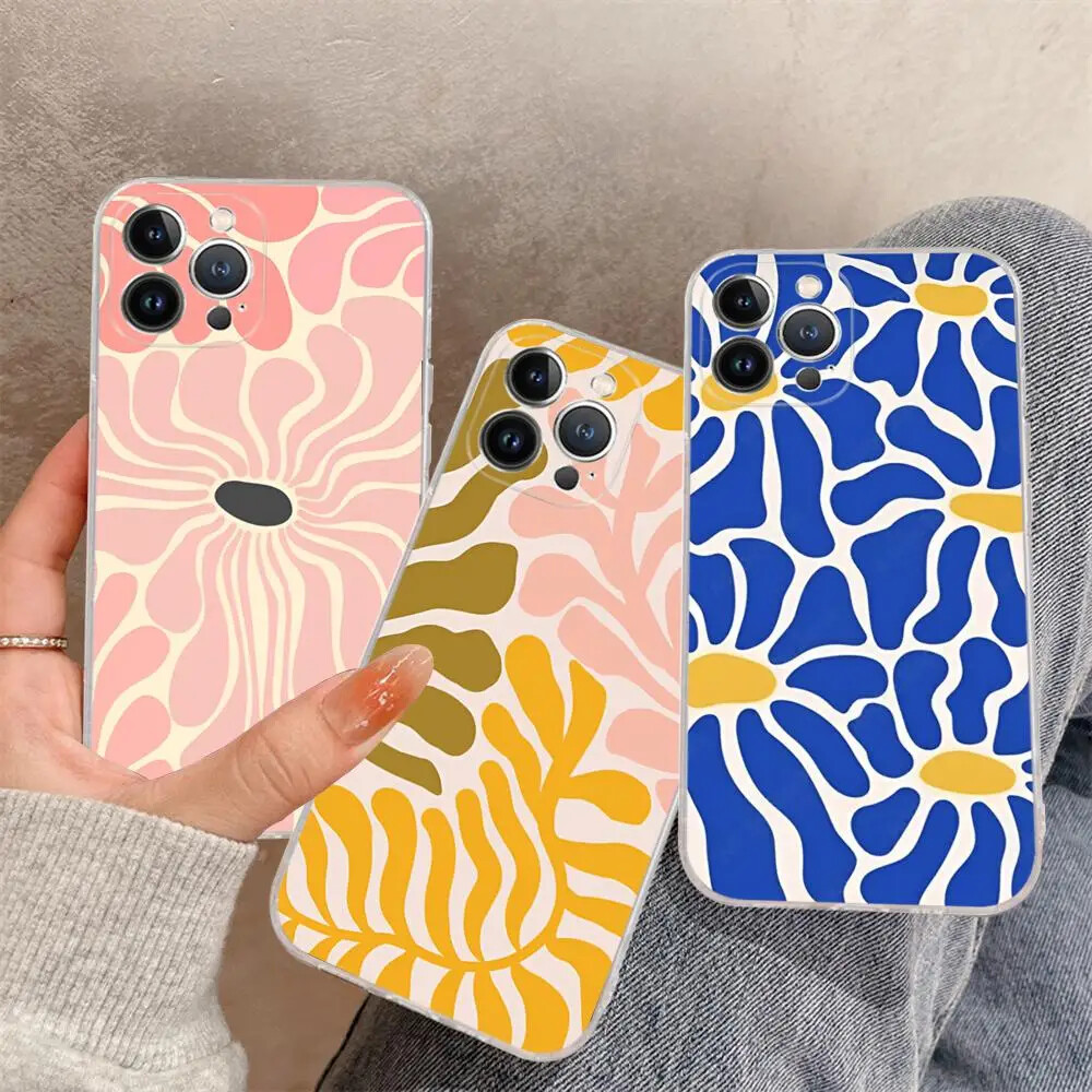 For iPhone 15 14 11 12 13 Pro Max Plus Abstract Flower Phone Case