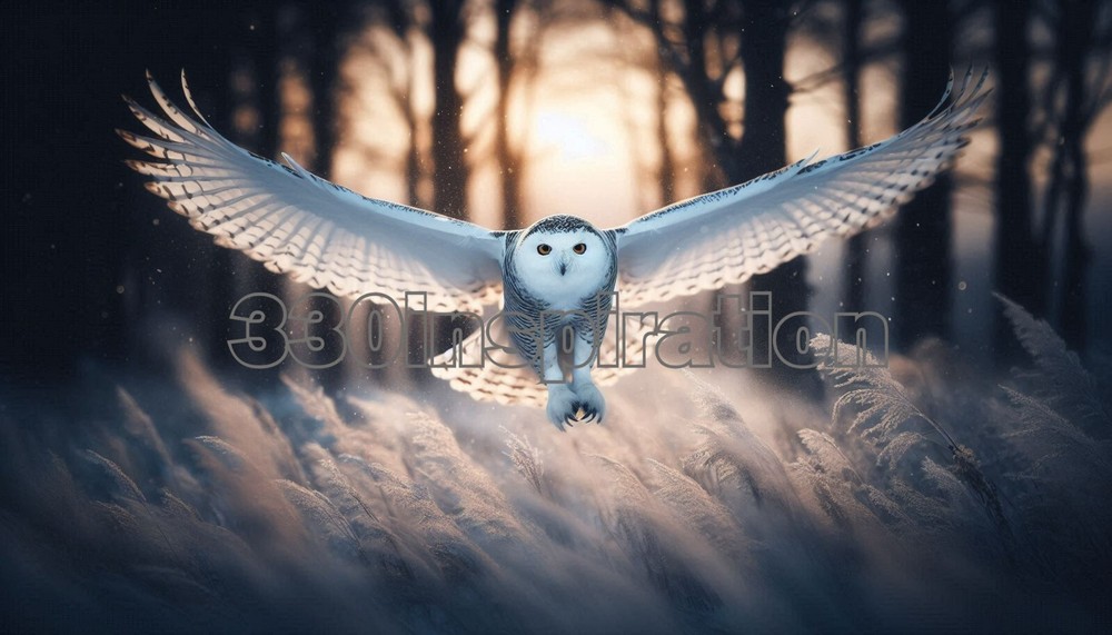 Snowy Owl Digital Art Desktop Wallpaper Background Image Photo #A129-image