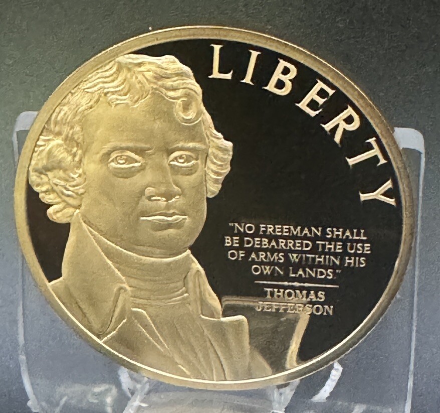 THOMAS JEFFERSON Second Amendment Gold-plated Comm. Coin COA