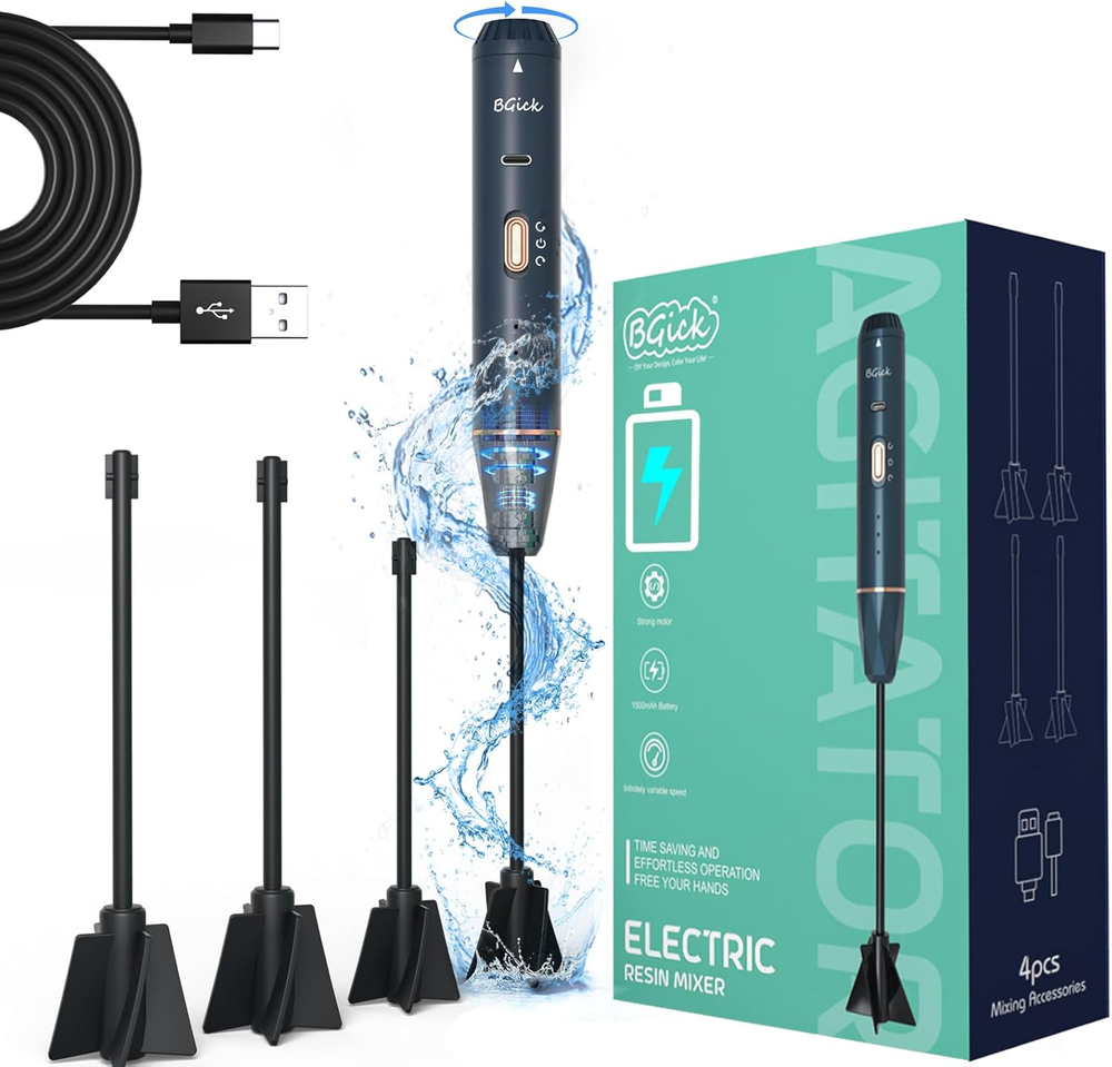 Upgraded Rechargeable Handheld Resin Mixer for Bubble-Free Epoxy
