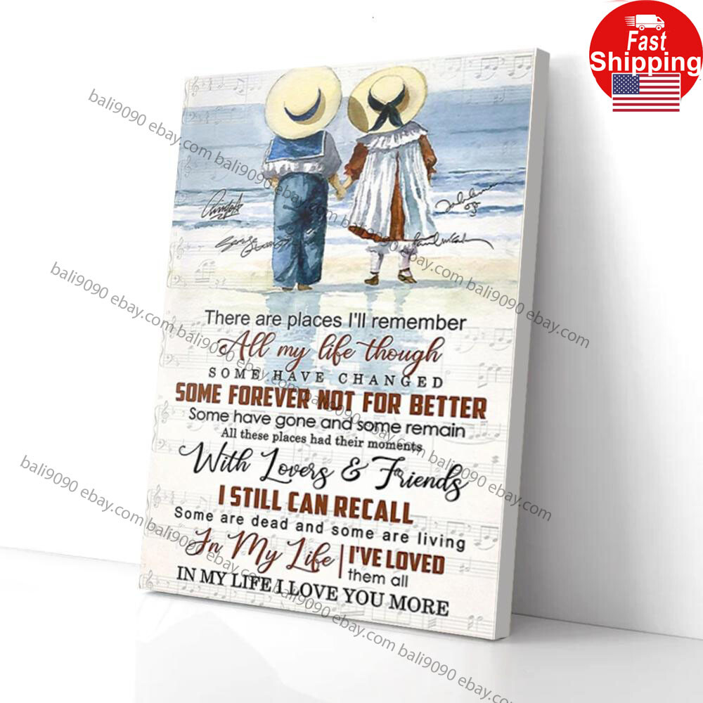 Child Couple Walking On Beach Matte Poster Wall Art