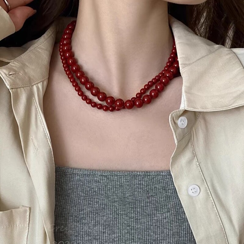 Fashionable Round Bead Necklace Women Adjustable Necklace Party Wear Necklace