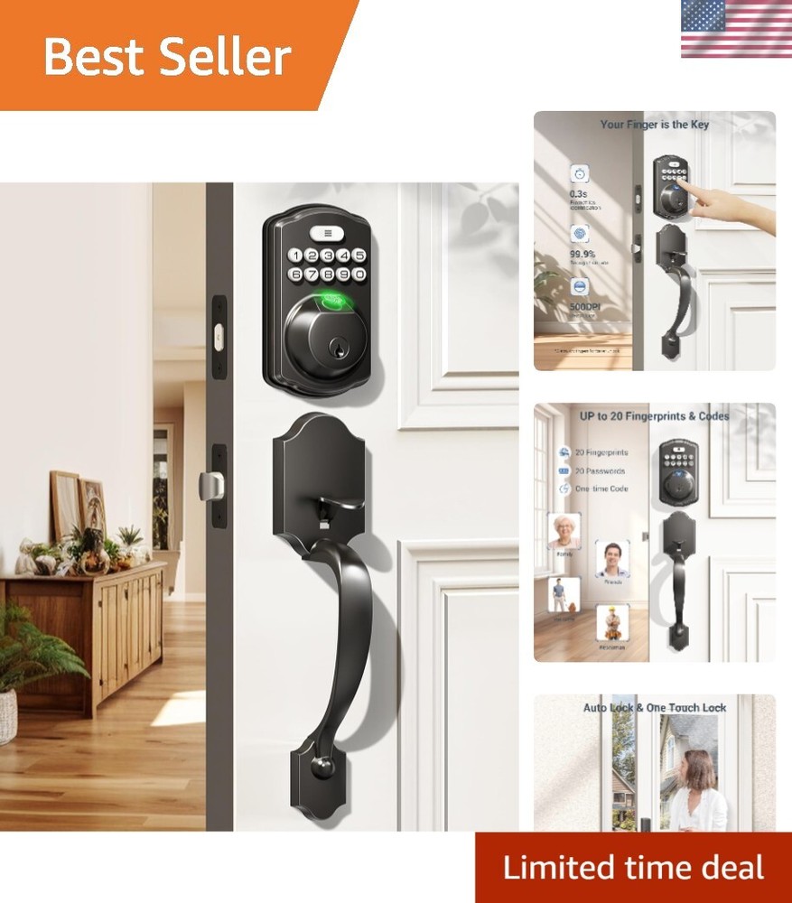 Secure Smart Deadbolt with 20 User Codes for Keyless Entry—Easy Install-image