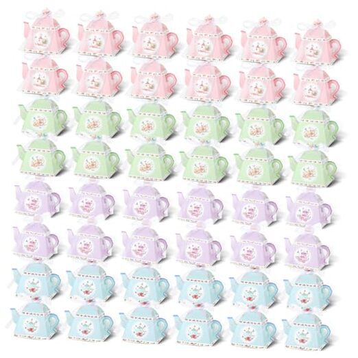 48 Pcs Tea Party Favor Boxes Vintage Floral Teapot Box Flower Tea Party Gift