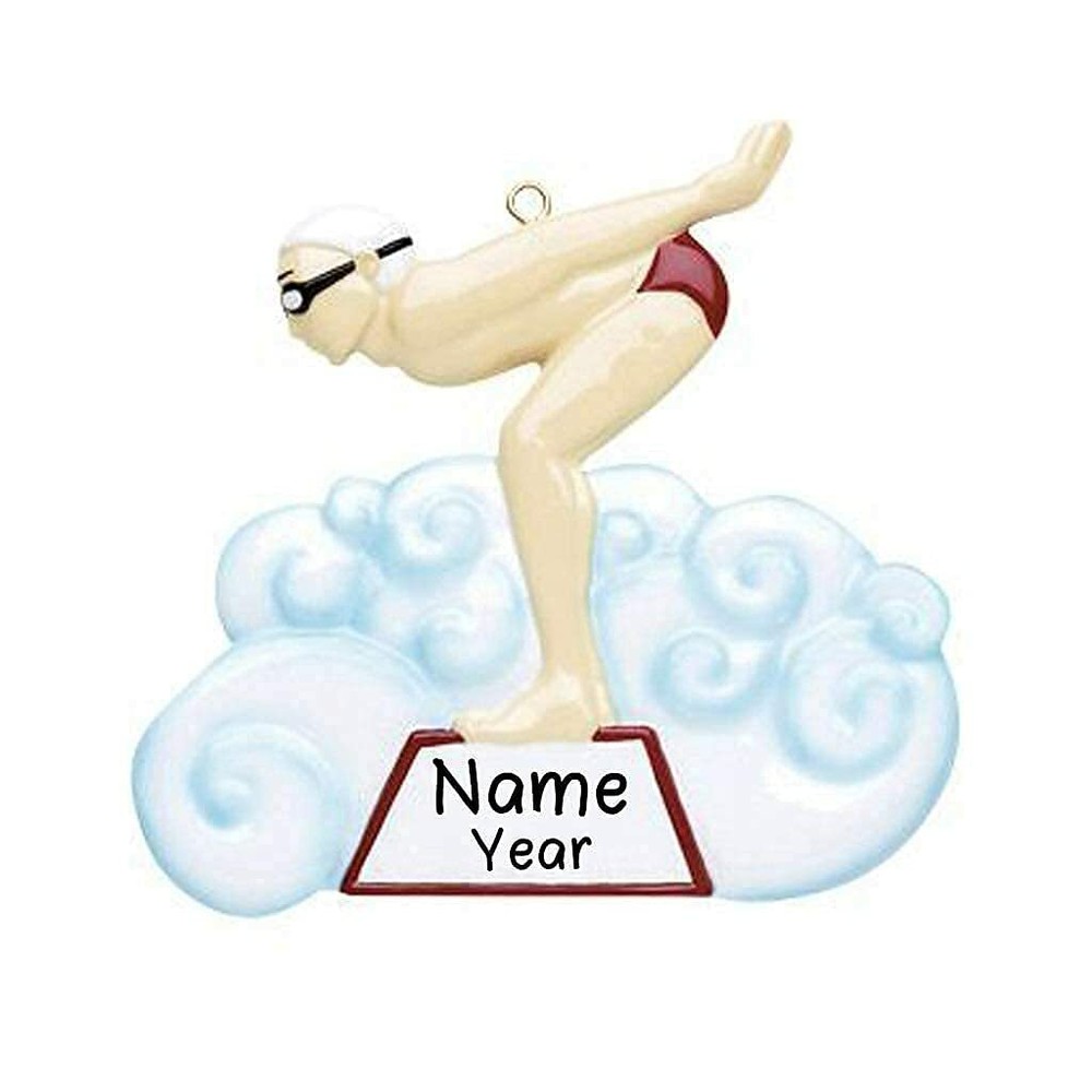 Custom Male Swimmer Holiday Christmas Tree Ornament Personalized Gift
