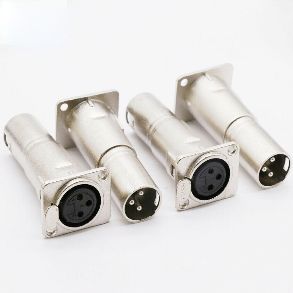 4 x 3 Pin XLR Female To Male Audio Pass Thru Feed Panel Mount Connector Adapter