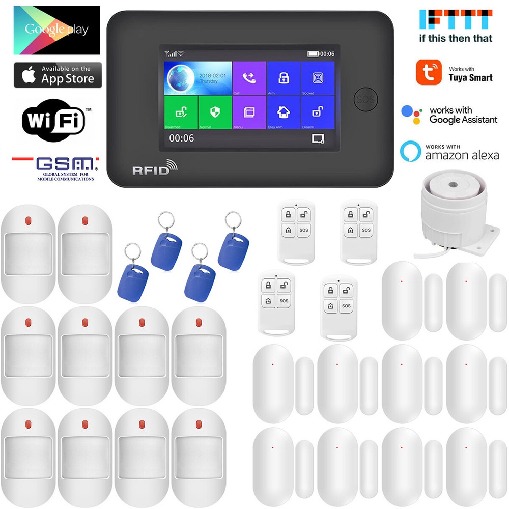 B19 WiFi Tuya APP GSM Wireless DIY Home Security Alarm System+Alexa+Google Home