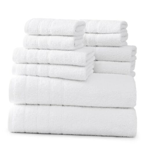 100% Cotton Luxury 8-Piece White Bathroom Towel Set