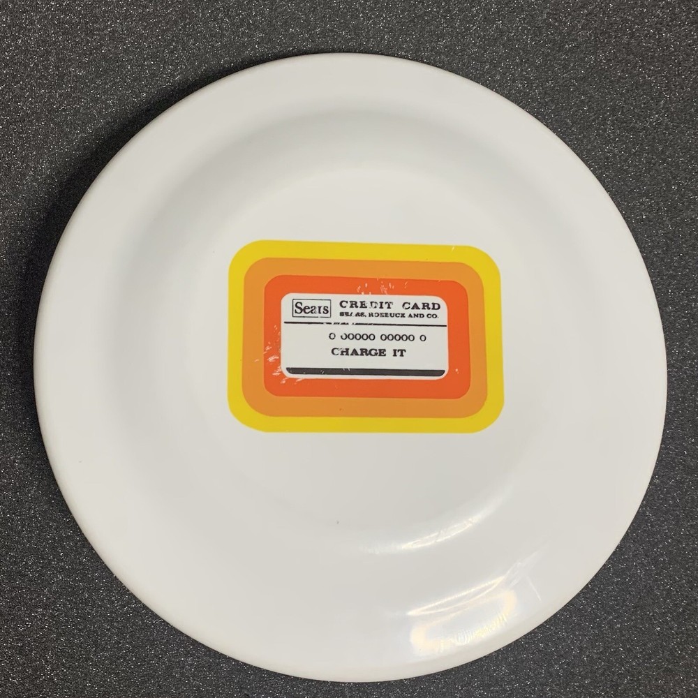 Vintage 1980s Sears Credit Card Flyer Flying Disc Plastic Advertising Toy-image