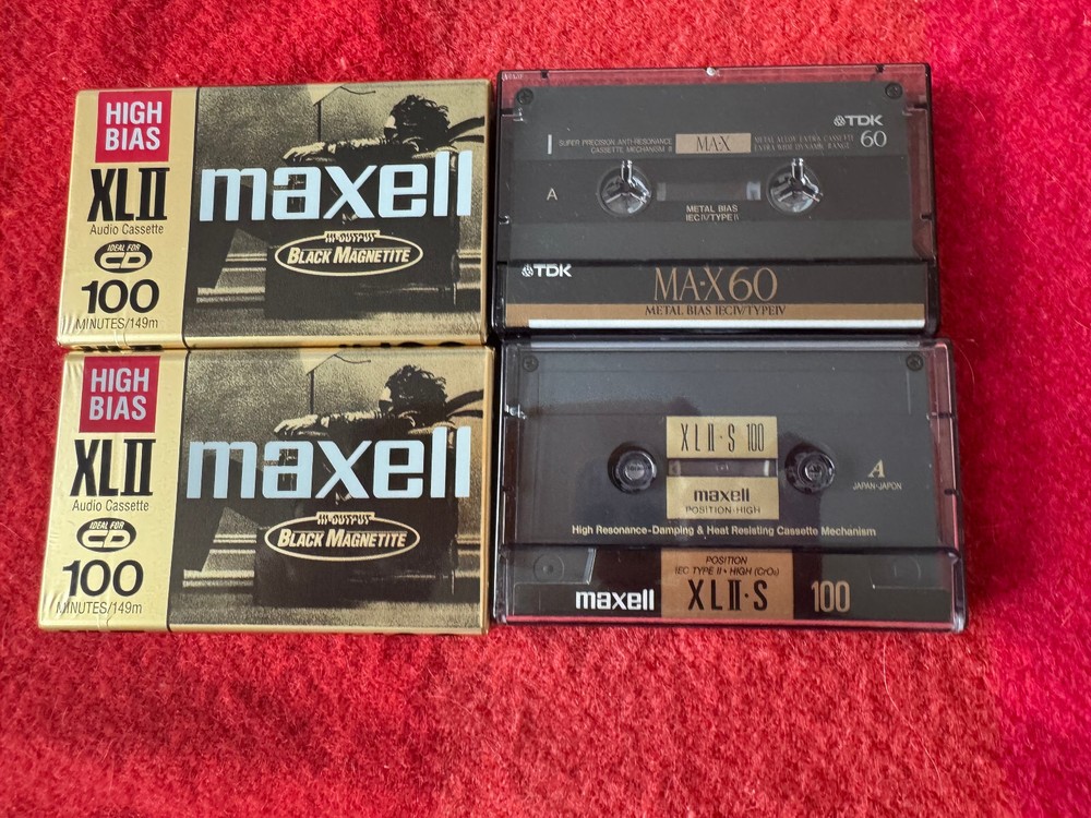 (2)  Sealed Lot Maxell XLII 100 High Bias Cassette Tapes + (2) others