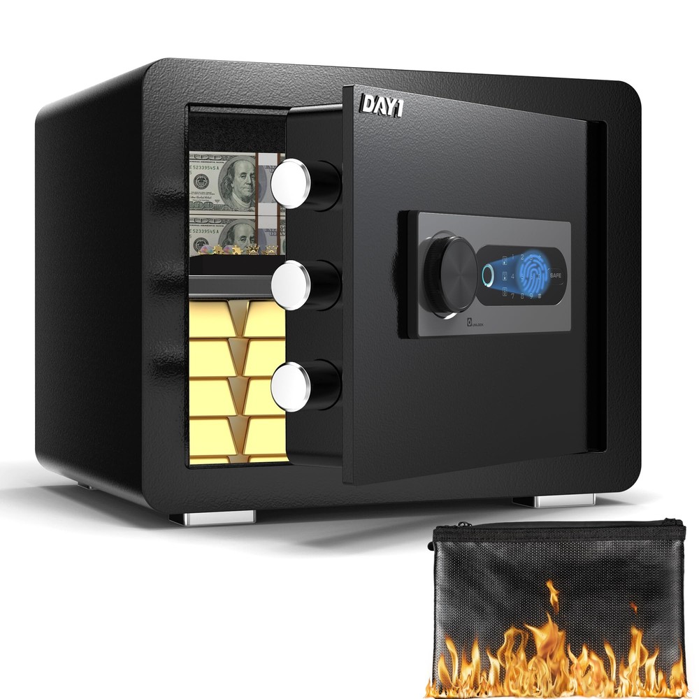 Biometric Fingerprint Safe Box 0.8 Cu Ft Digital Touchpad with Dual Alarm-image