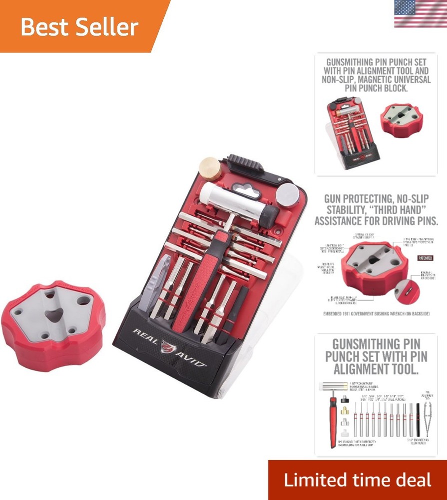Precision Pin Punch Set with Magnetic Block and Hammer Heads  